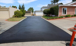 Private drive way, street rehabilitation and slurry seal project finished with crews expertly applying the slurry seal. Re-surfaced Cul-de-sac or driveway.